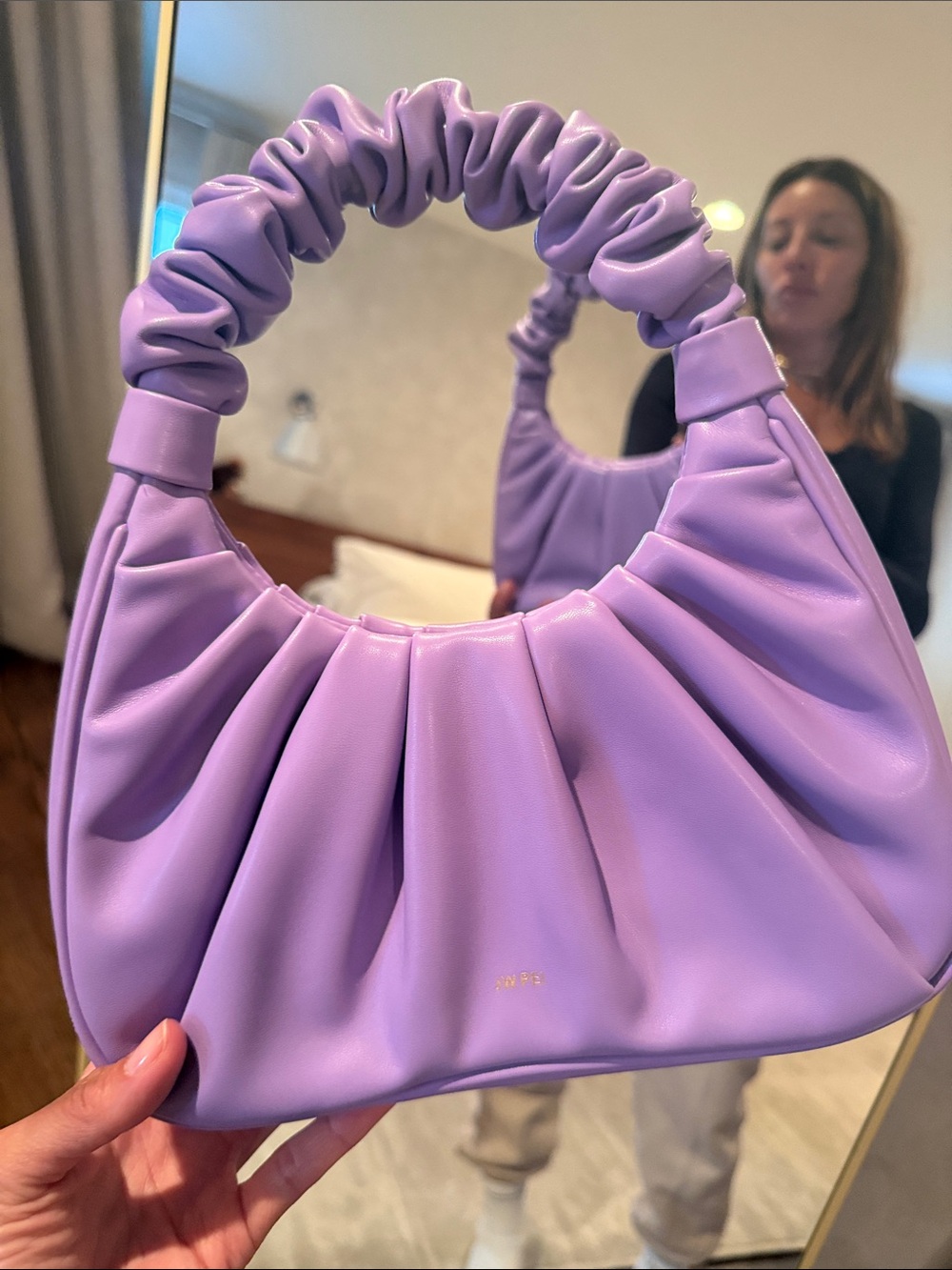 JW PEI Lavender Ruched Shoulder Bag
